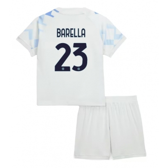 Billige Fotballdrakt Inter Milan Nicolo Barella #23 Replika Bortedraktsett Barn 2025-26 Kortermet (med bukser)